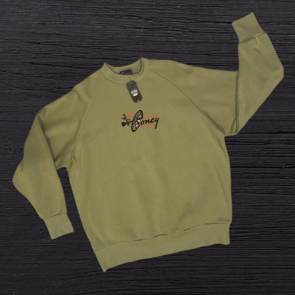 Coney Island Picnic Graphic Sweatshirt Men’s Medium NWT Olive Green - Picture 3 of 13